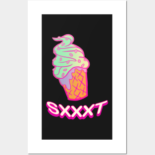 Ice cream cone black backdrop Posters and Art